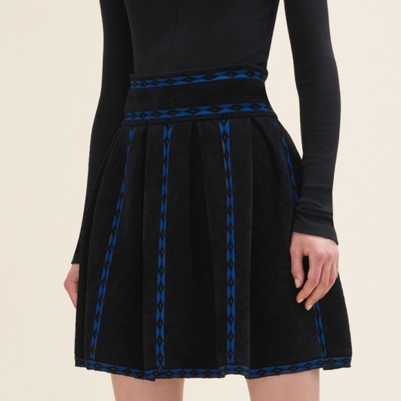 Maje Jerome Plush Black Mini Skirt Size 2